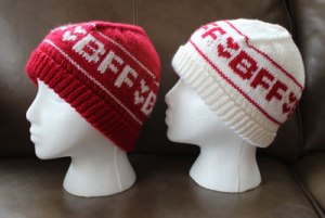 Red and white BFF hats