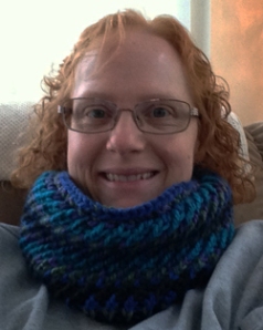cozy slanted cowl being worn